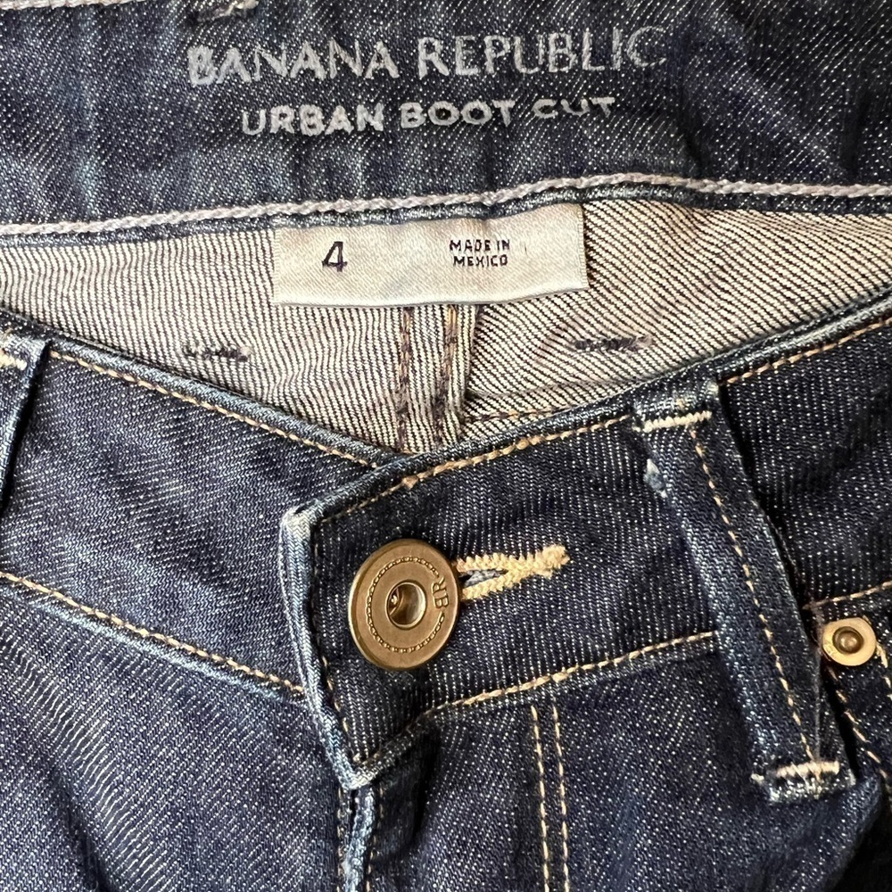 Y2K Banana Republic Urban Boot cut Womens Size 4 Blue Jean Low Rise Dark Wash - Picture 6 of 10
